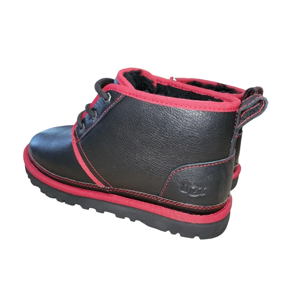 UGG‎ Neumel Men's Boots Leather In Black w/ Red Trim Size 10 New